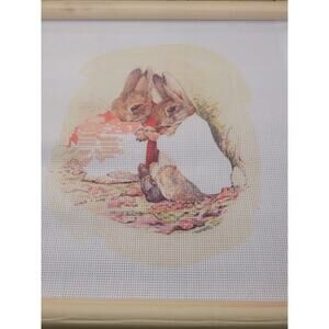 Peter Rabbit Needle Craft Screen Two Bunny Rabbits Cross Stitch (3)
